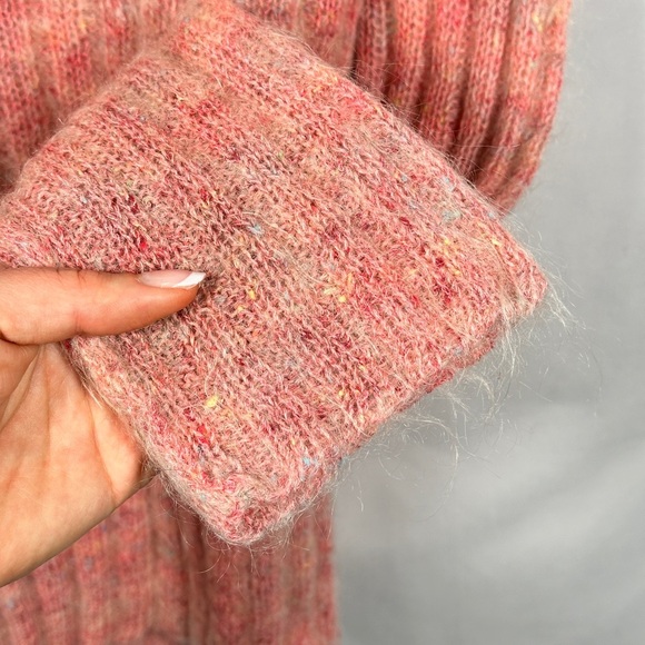 Crazy Horse womens cardigan mohair blend rib knit button front medium pink - Picture 13 of 13